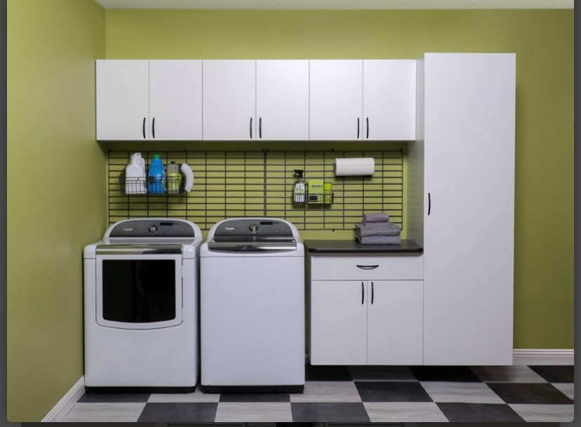 Abbotsford Laundry room organization and storage cabinets